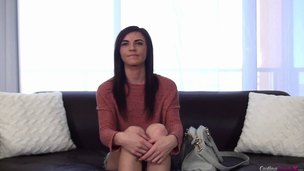 Casting girl undresses and has a joyful fuck with him