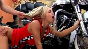 Legal Age Teenager star Sabrina Golden-haired fucking some favourable biker and getting facialized