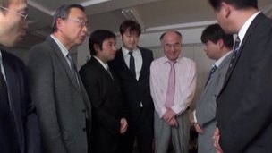 Busty Asian slut gets gang banged by horny businessmen