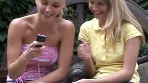 Blondes with perfect mangos have gorgeous lesbian sex outdoors