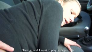 Amazingly wild blonde is getting penetrated deep in the car