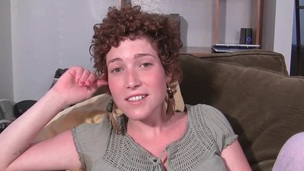 Orgasm for incredibly cute little curly hairy chick