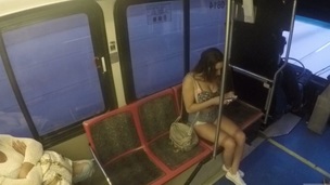 Filthy and provocative girls having passionate sex in public bus